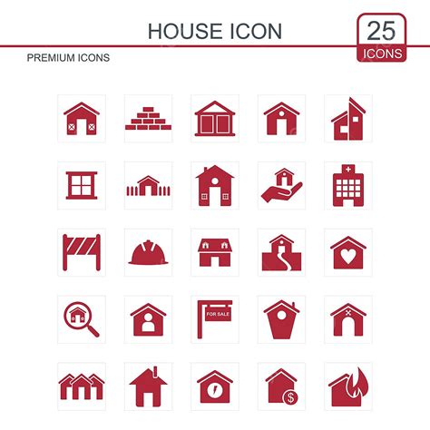 House Set Vector Hd Png Images House Icons Set Red House Icons Red