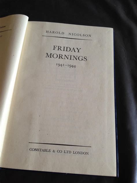 Friday Mornings By Harold Nicholson De Harold Nicholson
