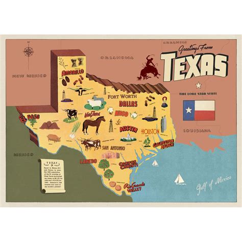 This Texas Sightseeing Map Souvenir Vintage Style Poster Is Wonderful