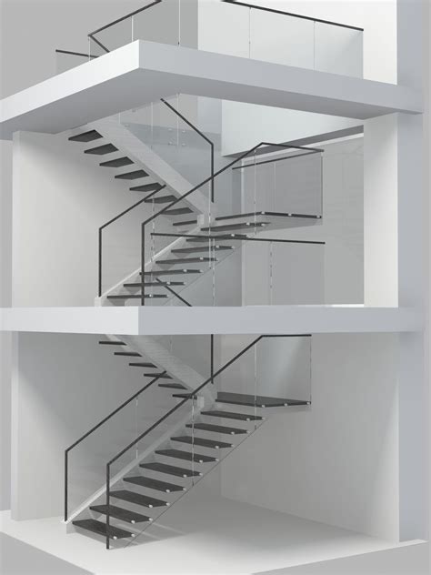 3 Floor Staircase With A Steel Construction On The Side Interior