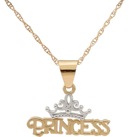 Disney 14k Gold Princess Tiara Pendant 15 In Childrens Necklaces