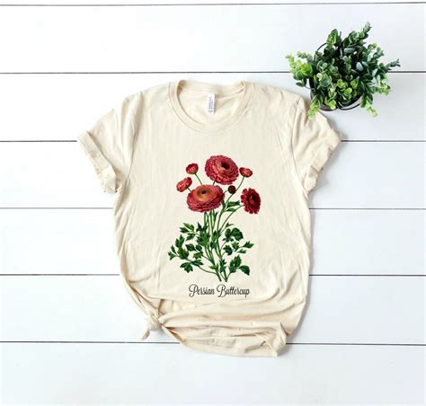 Vintage Flower T Shirt Botanical Plant T Shirt Botanical T Etsy