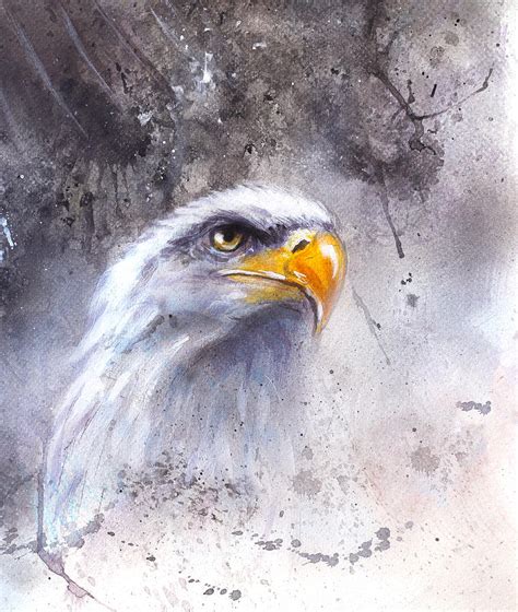 Beautiful Painting Of Eagle On An Abstract Background Painting By Jozef