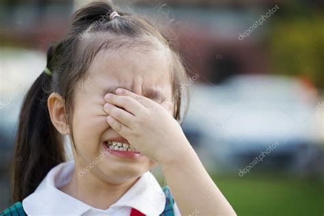 Sad Close Up Face Crying Child Asia Children Feeling Sad Of School