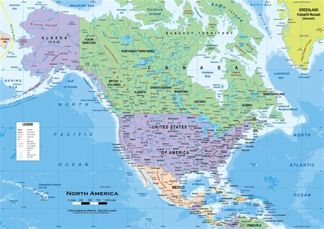 North America Political Map Wall Mural From Academia