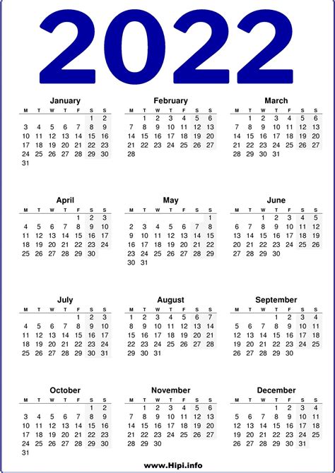 Free Printable 2022 Calendar United Kingdom Uk