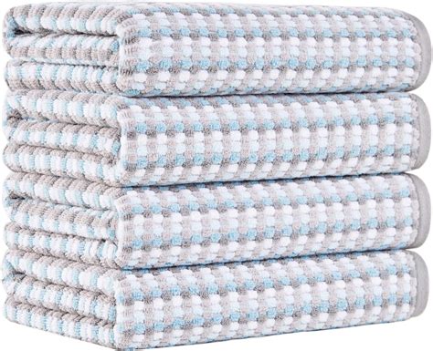 Truly Lou Harbour Stripe Bath Towel Set 4 Piece Textured