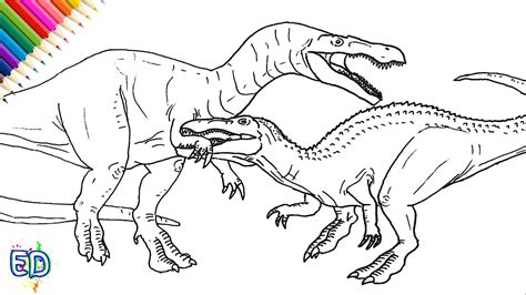 How To Draw Baryonyx Vs Suchomimus Step By Step Youtube