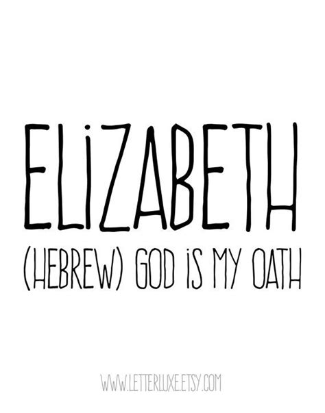 Elizabeth Name Meaning Art Printable Baby Shower T Etsy Names