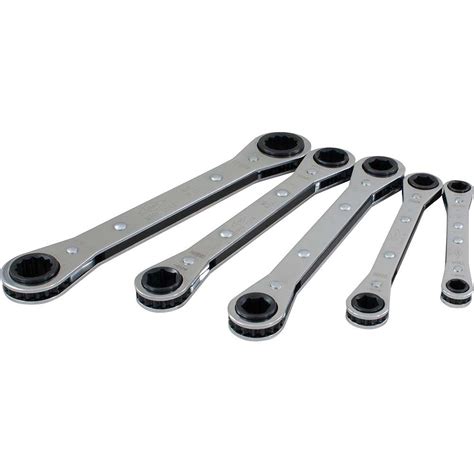 Gray Tools 5 Piece 6 And 12 Point Metric Flat Ratcheting Box Wrench