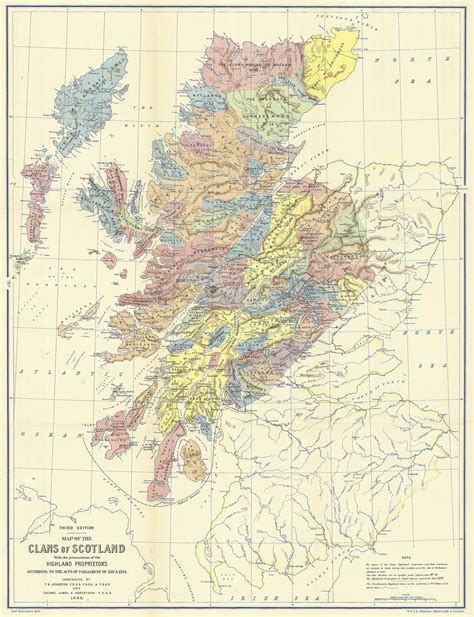 The Map Of Scotland Shows The Locations Of The Clans And The Land Owned
