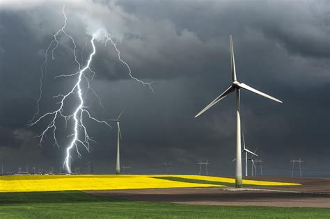 Eco Power Wind Turbines Wind Turbine Wild Weather Clouds