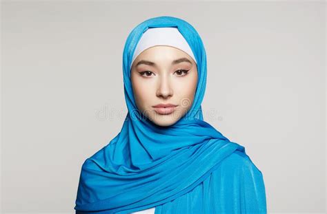 Beautiful Asian Young Woman With Make Up Beauty Girl In Hijab Stock