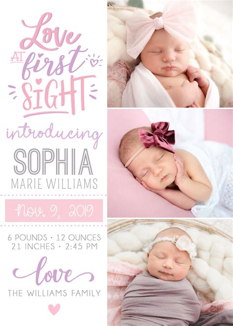 Birth Announcement Template Birth Announcement Girl Birth Card Girl