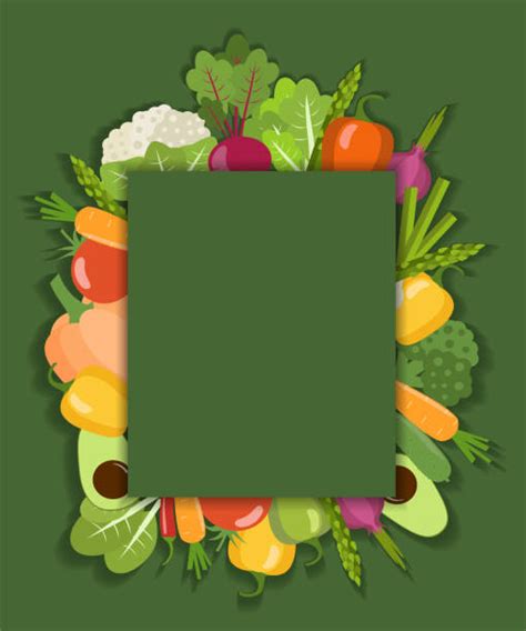 Best Healthy Fruits Vegetables Border Frame Cartoons Illustrations