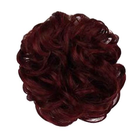 Fake Hair Bun With Elastic Hair Band Easy To Wear Red