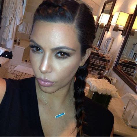 Kim Kardashian’s Trendy Side Braid — Get Her Look Kim Kardashian Hair Kardashian Braids Kim