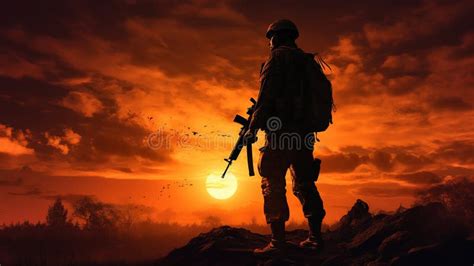 soldados parados en el campo de batalla ai generativo stock de ilustración ilustración de