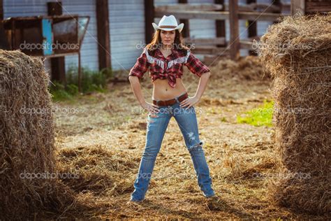 Cowgirl Model Posing On Farm Stock Photo Chesterf