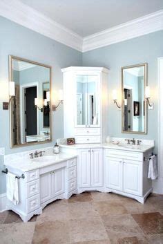 Bathroom white wall mount corner cabinet vanity sink with faucet and drain. Image result for corner double sink vanity | Corner ...