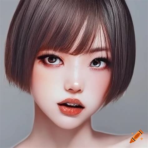 Beautiful Japanese Girl With Bob Haircut And Makeup On Craiyon