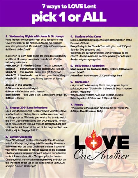 Seven Ways To Love Lent Saint Mary Of The Immaculate Conception Roman