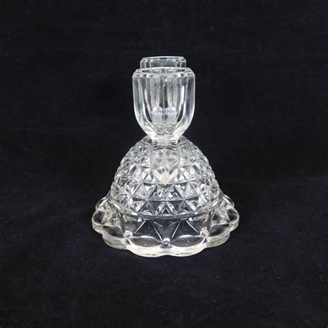 Set 2 Imperial Glass Ohio Laced Edge Clear Double Candlestick Holders