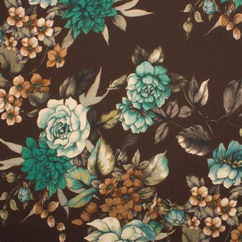 Designer Turquoise Floral Brown Printed Merino Wool £89