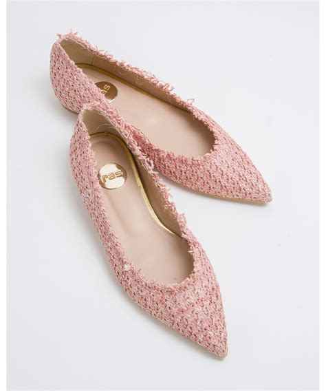 Pale Pink Raffia Weave Pointed Toe Flats