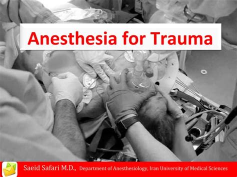 Anesthesia For Trauma Ppt