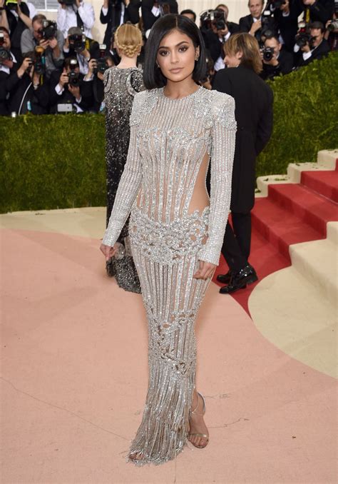Kylie Jenner In Kim Kardashian Like Silver Gown At The 2016 Met Gala