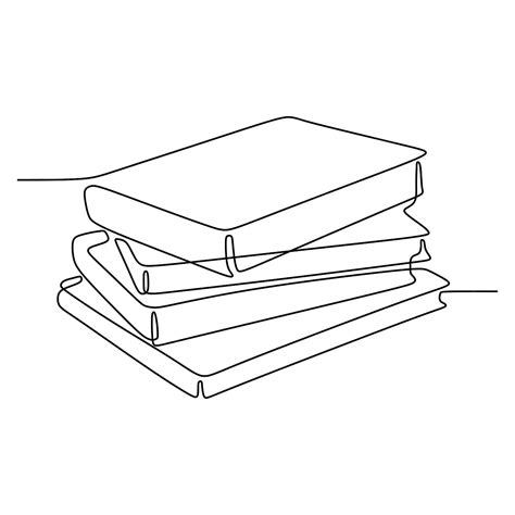 One Line Drawing Vector Art Png One Line Drawing Of Stack Of Books