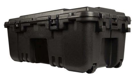 Lid snaps tight, keeping contents secure within. Portable Extra Large Wheeled Weatherproof Storage Trunk ...