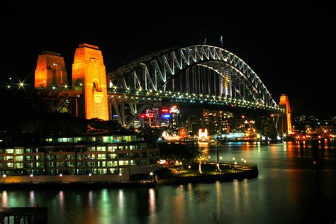 Sydney Harbor Bridge At Night Sydney Australia Panorama
