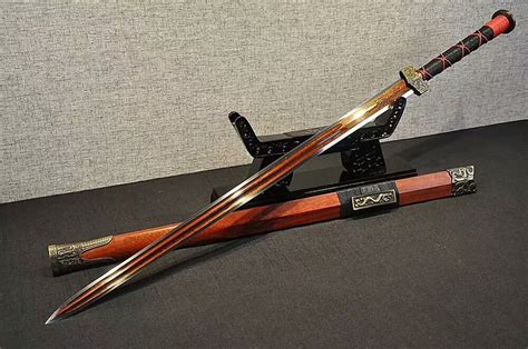 Buy Very Chinese Jian Sword Katana Red Folded Damascus