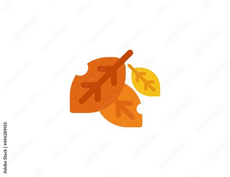 Autumn Leaves Vector Flat Emoticon Isolated Fallen Leaf Emoji