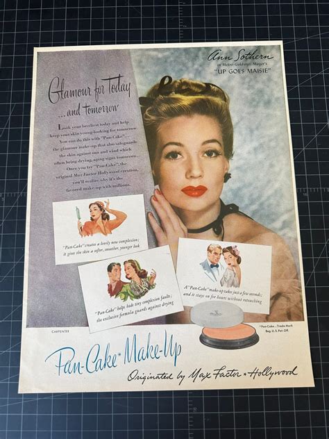 Vintage 1946 Max Factor Cosmetics Ann Southern Print Ad Etsy