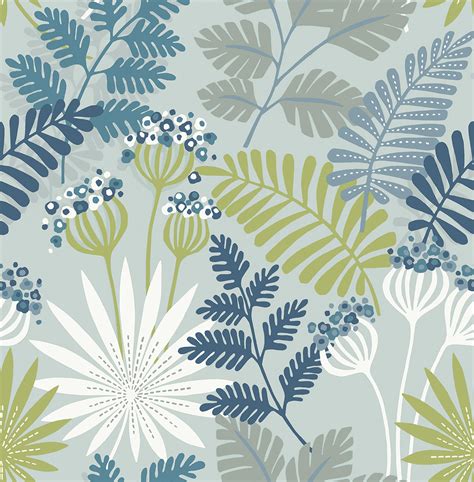 4014 26450 Praslin Sky Blue Botanical Wallpaper By A Street Prints