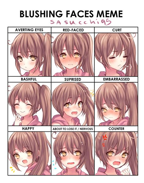 Blushing Faces Meme Sasu By Sasucchi Anime Faces Expressions Blushing Face Blushing Anime