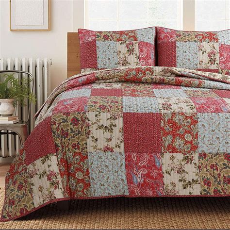 Cozy Line Rosemond Floral Patchwork 100 Cotton 3 Piece Quilt Bedding
