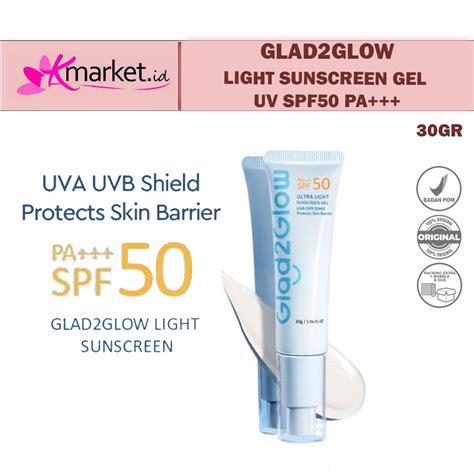 Jual Glad2Glow Light Sunscreen Gel UV SPF50 PA 30g Shopee Indonesia