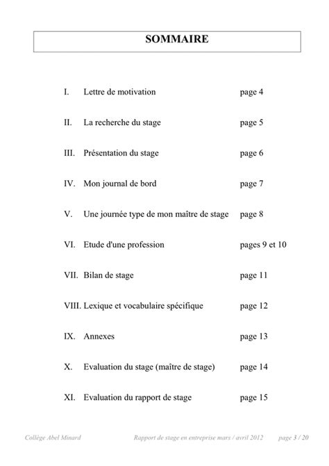 Modelé De Rapport De Stage Doc Pdf Page 3 Sur 20