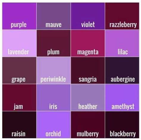 The Names Of Different Types Of People In Purple And Red Colors With