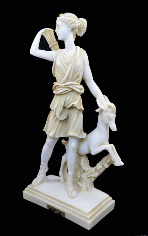 Diana Artemis Alabaster Sculpture Statue Ancient Greek Goddess Of Hunt Patina Art Sculptures