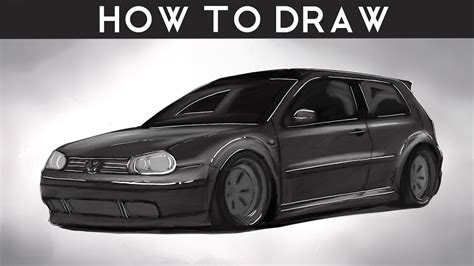 how to draw a vw golf mk4 step by step rr drawingpat youtube