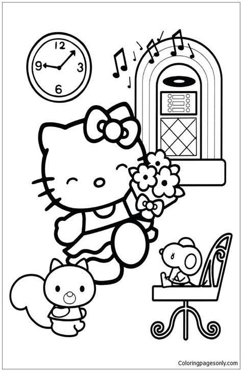 Hello Kitty With Her Friends 2 Coloring Page Free Printable Coloring