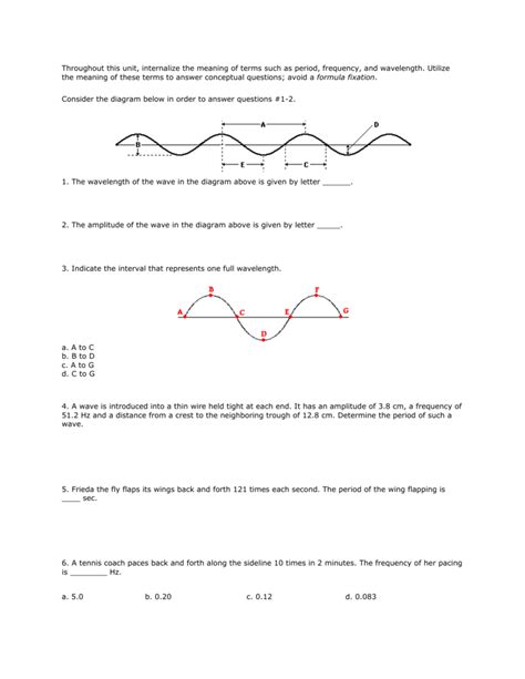 Waves Basics Worksheet Answers