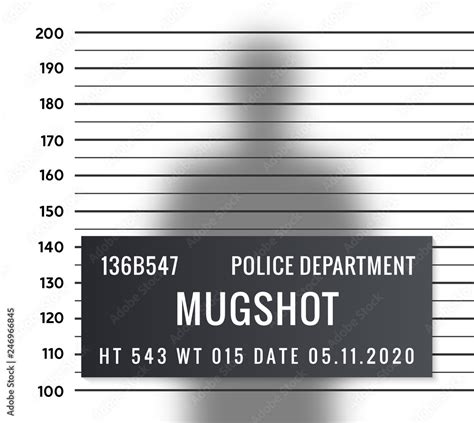Police Mugshot Criminal Template Vector Silhouette Lineup Criminal