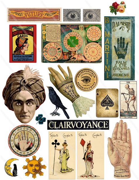Vintage Fortune Teller Gypsy Clipart Clip Art Digital Collage Etsy