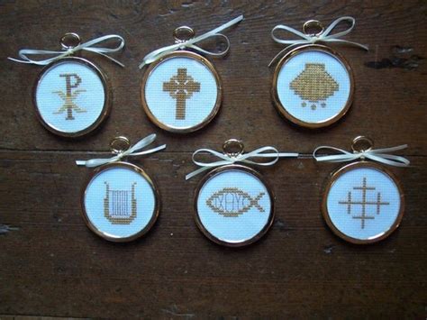Items Similar To Set Of Six Chrismon Christian Ornaments Small Frame